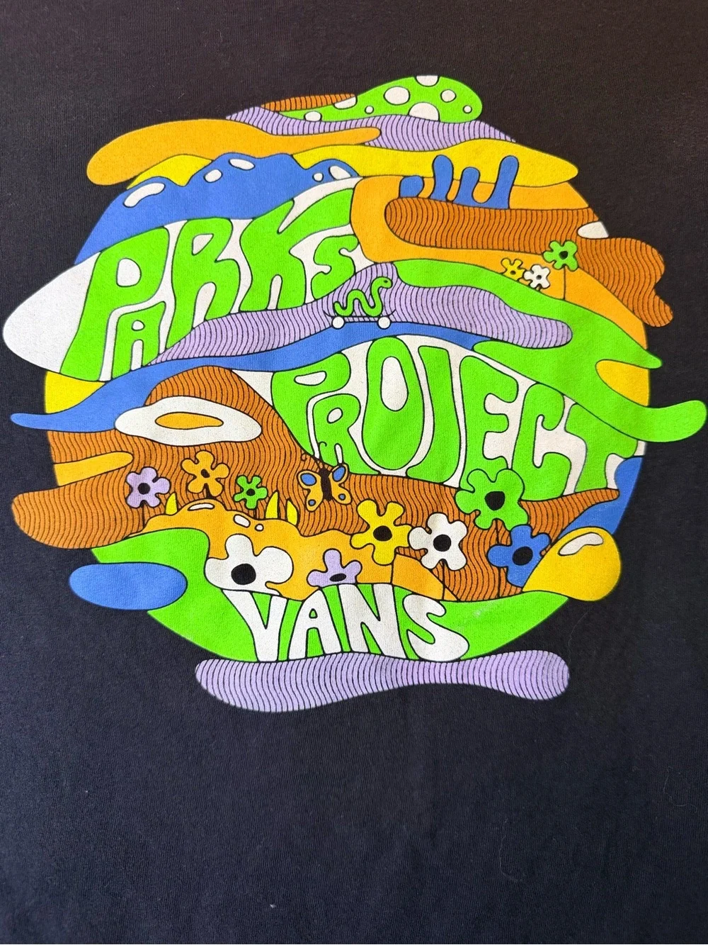 Vans Parks Project Youth L 12-14 Black Long Sleeve Tee Wild & Free Graphic